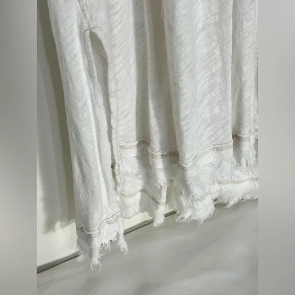 Free People Aster Henley Oversized Boho White Short Sleeved Top Medium - Picture 3 of 13